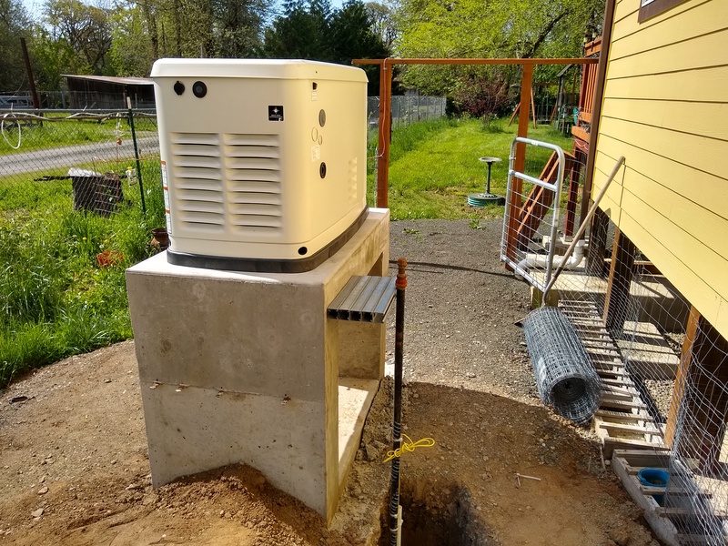 Generator with C-channel struts attached to the concrete pedestal.