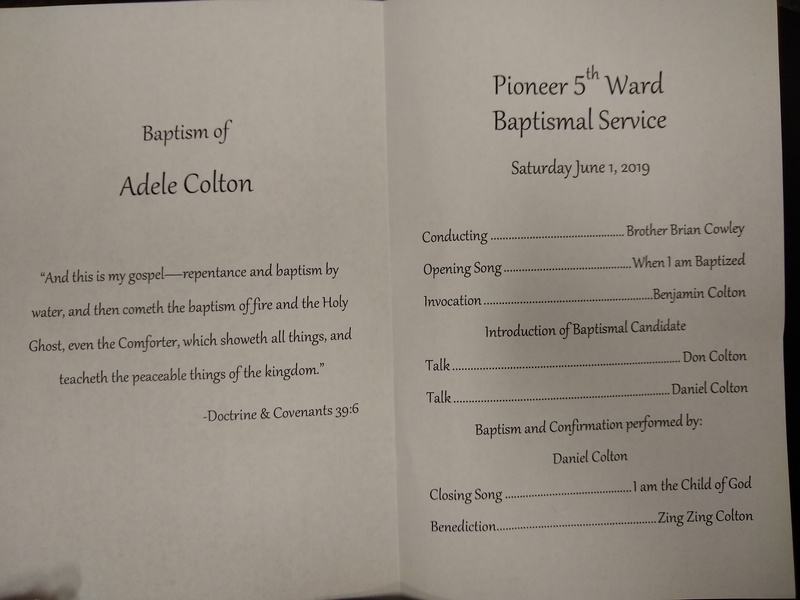 Adele Baptism Herriman UT: Program.