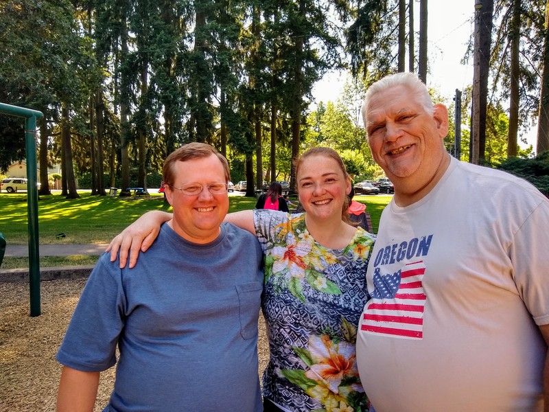 Josiah, Sarah, Don at Emerald Park in Eugene OR.