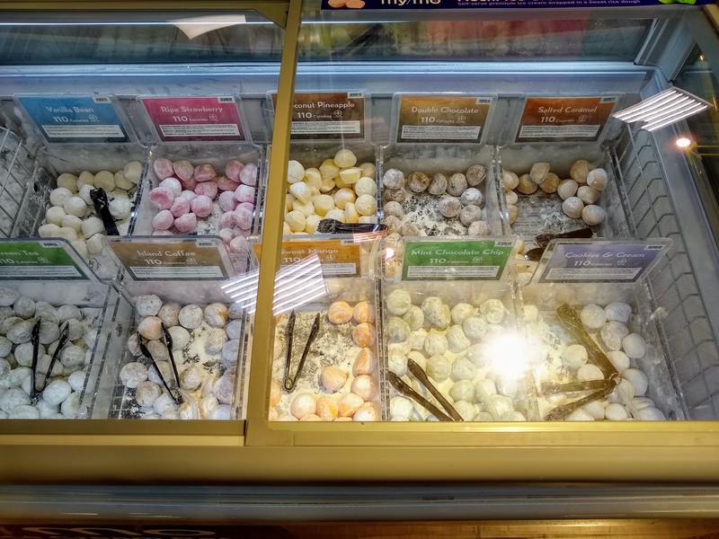 Lois discovered a place to acquire Mochi balls. Fred Meyer. River Road. Eugene OR.