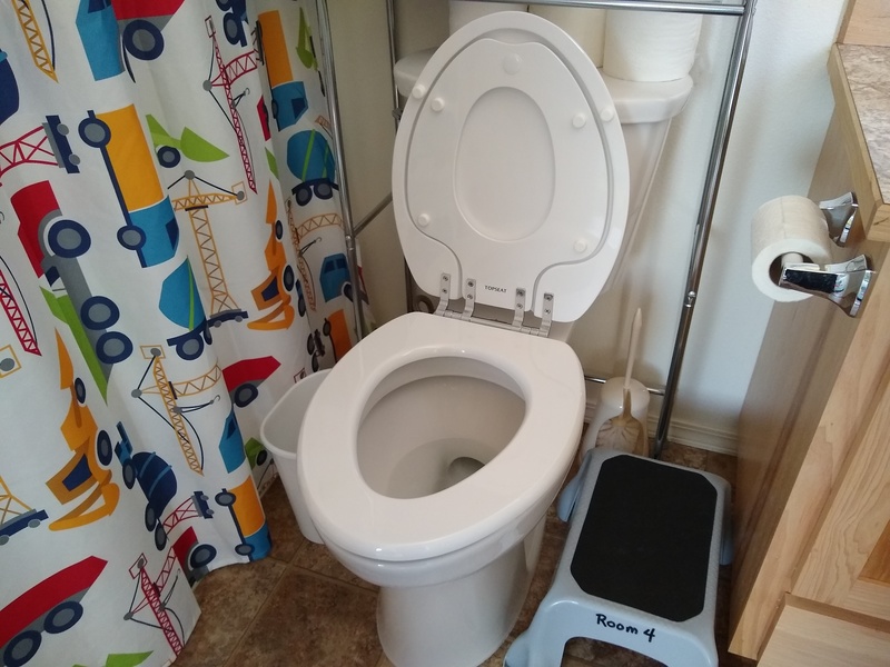 Tiny Hiney Toilet Seat; a child seat inside the adult seat.