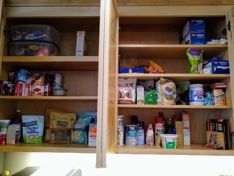 Lois rearranged her cupboards to fit all the keto baking supplies.