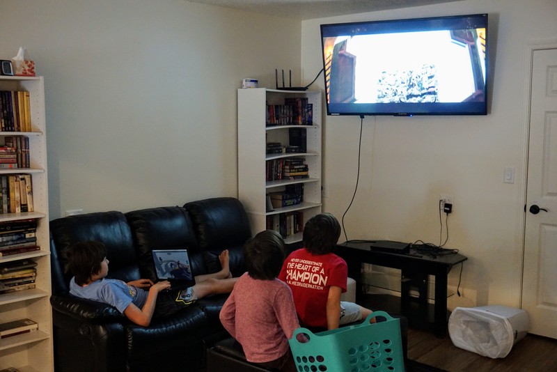 Kids watching Disney plus.