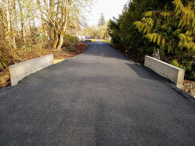 View of the finished roadway from the highway side.