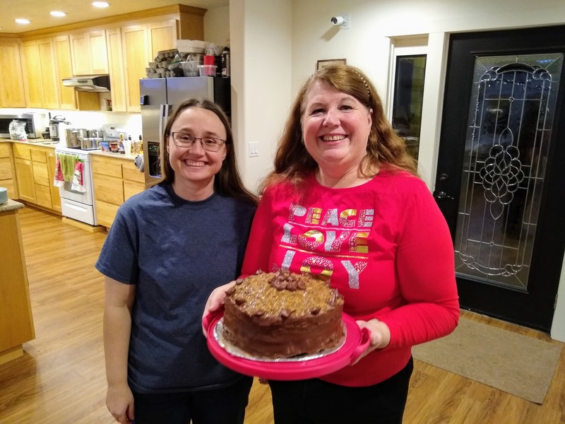 Lois with Carrie Rose, who provided a lovely German Chocolate cake.