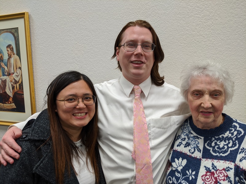At the wedding grandma Jean was able to come. Here she is pictured with son Ben and his wife Zing Zing (aka Jean)
