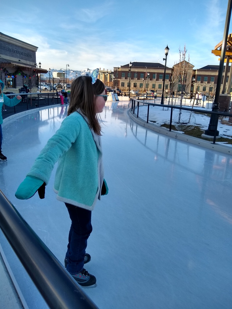 Emily's first lesson in ice skating.