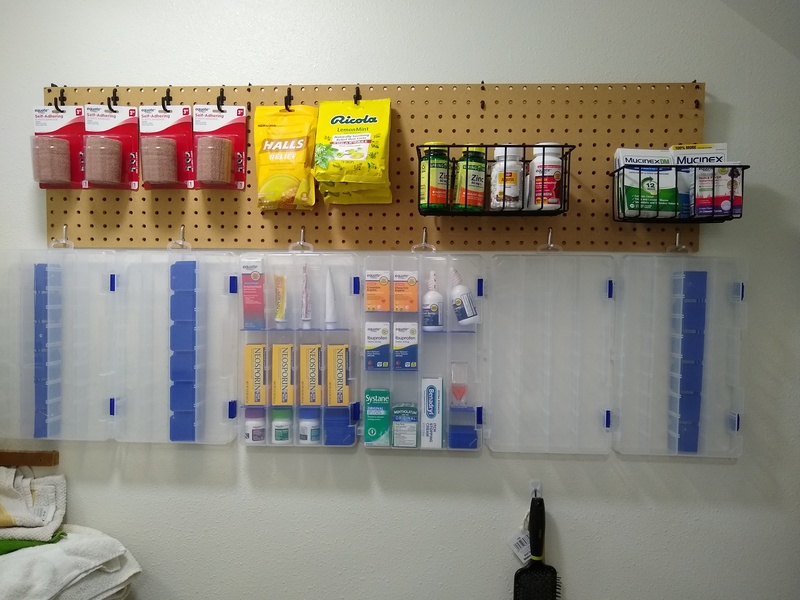 Don installed pegboard in his study. This one has medicines on it.