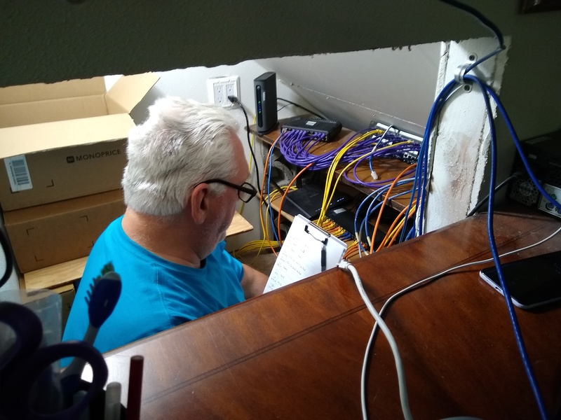Don had to crawl into the older networking closet.