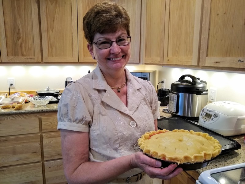 Andrea made an amazing strawberry rhubarb pie.