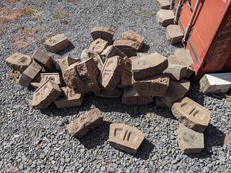 We salvaged 10 bricks yesterday and 40 more today. I think we got all of them, but at least we probably got most of them.