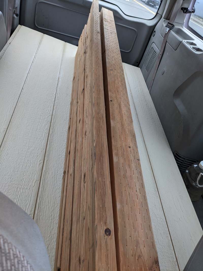 Minivan full of lumber.