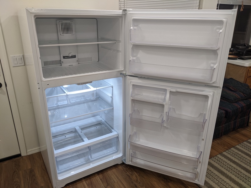 Inside of the new guest house fridge.