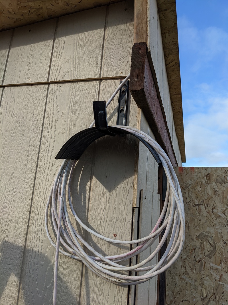 A 100-foot extension cord from the Guest House to the Chickery.