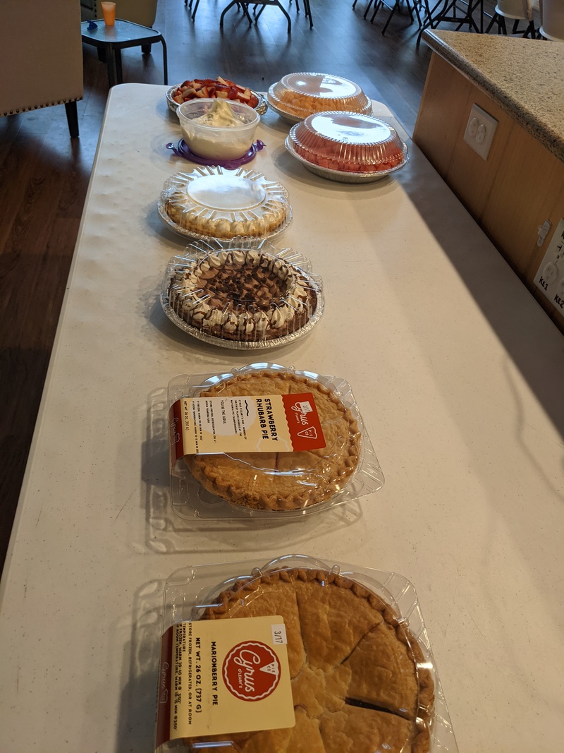 Preparations for Pi Day.