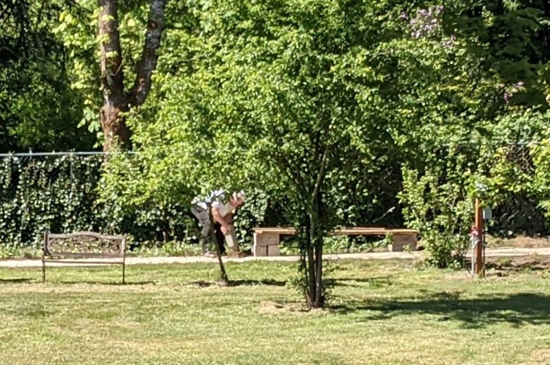 Don setting up the new bench.