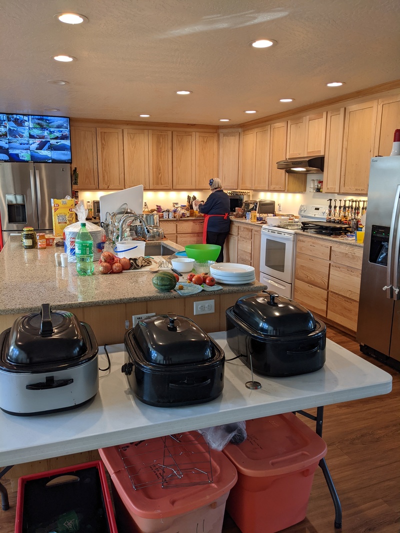 Three roasters. I think this is a great way to go so the oven can be used for other things. Thank you Cindy for giving me another roaster.