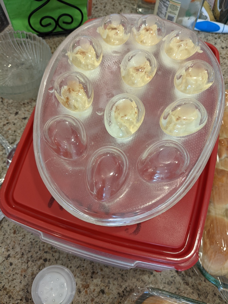 Isaac's deviled eggs. I need more. Lol