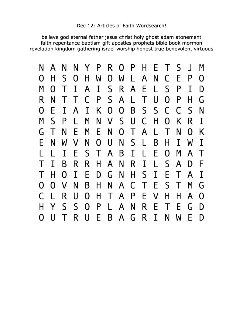 Weekly Wordsearch Puzzle.