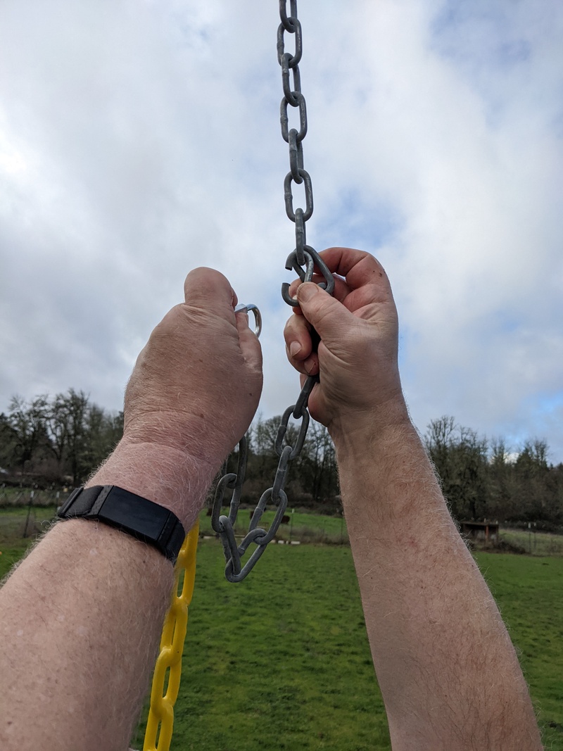 Don making the trapeze swing higher.