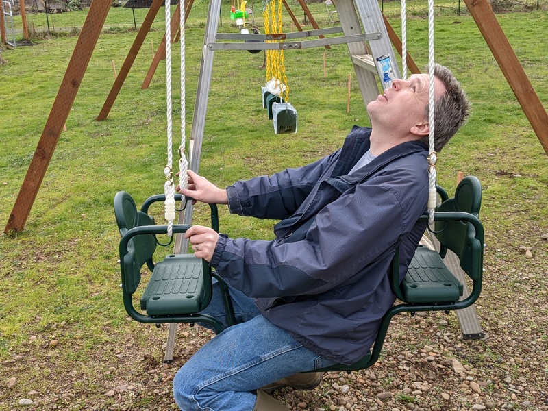 Joseph trying out the face to face glider.