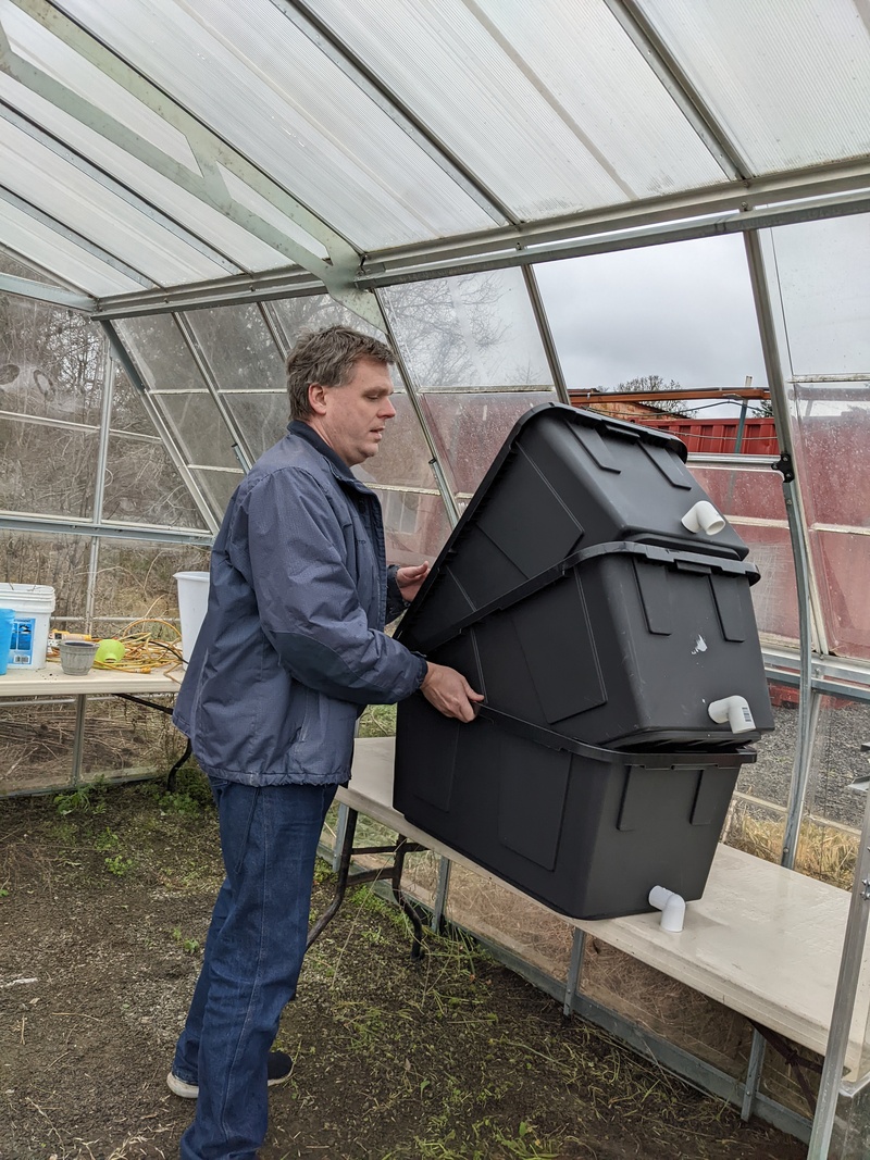 Joseph is experimenting with hydroponics.