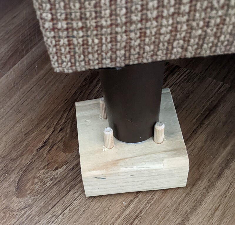 Don put an extra two inches under the feet of his favorite chair.