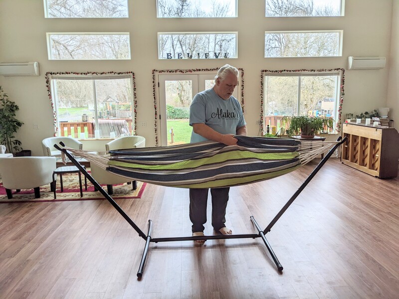 Don is checking out the hammock.