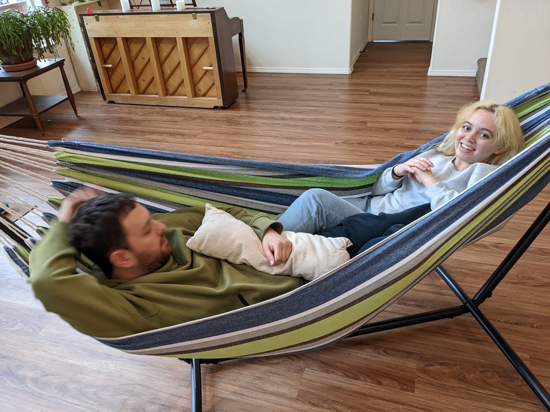 Sam and Shannon relaxing in the hammock.