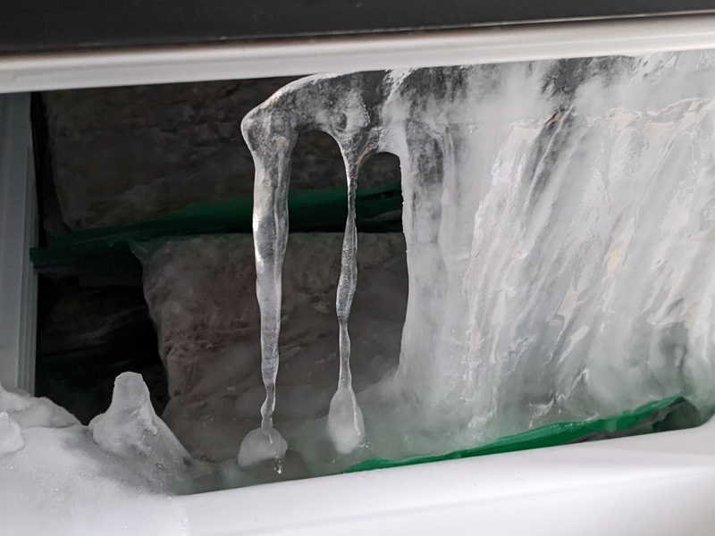 Ice in Olaf freezer compartment.