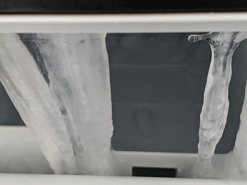 Ice in Olaf freezer compartment.