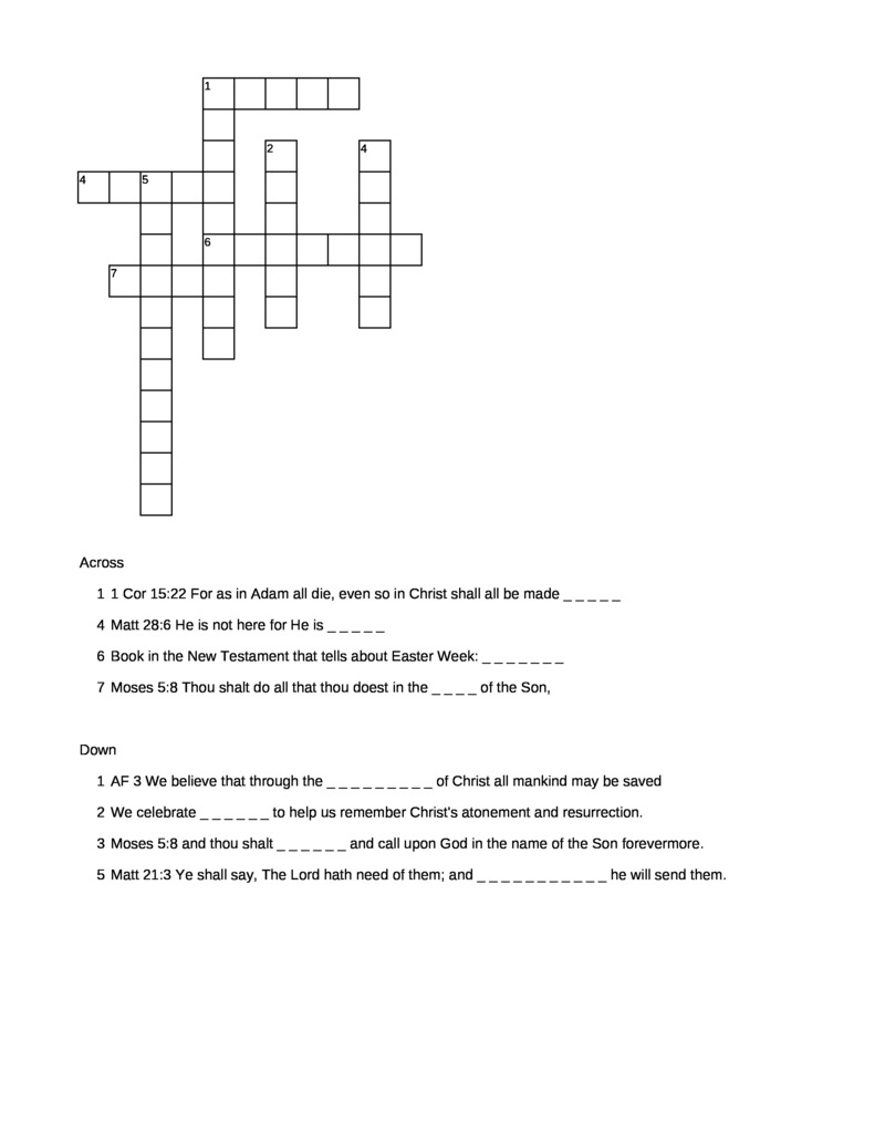 Easter puzzle for Primary class.
