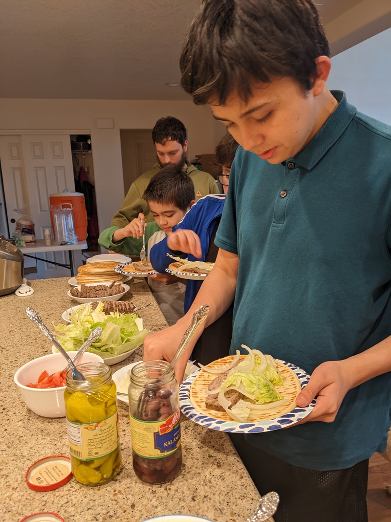 Gyros for dinner. They were very delicious.