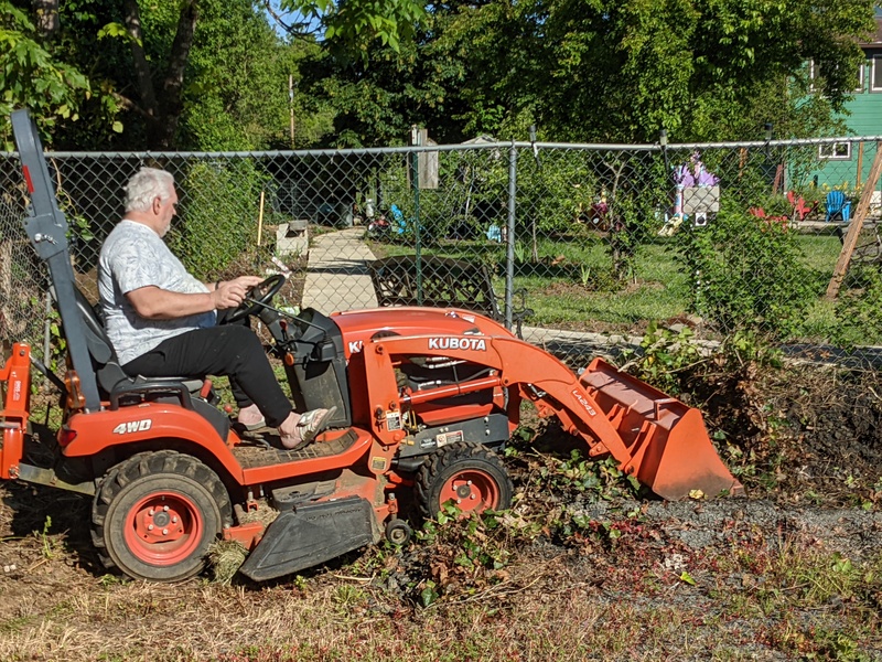 It was challenging to reach all the gravel without hitting the fence.