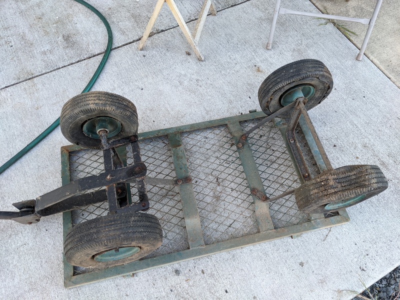 Don was going to fix these tires so he could use the wagon. Then he decided to buy new tires.