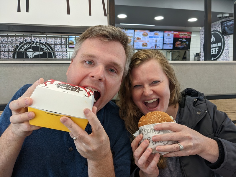 We celebrated Joseph and Camille's birthdays by going to Carl's Jr for a bite to eat.