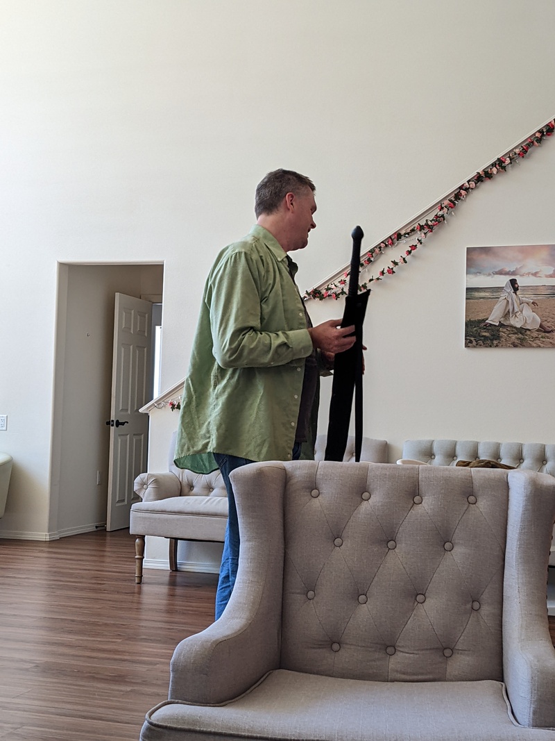 Joseph with his Japanese machete.