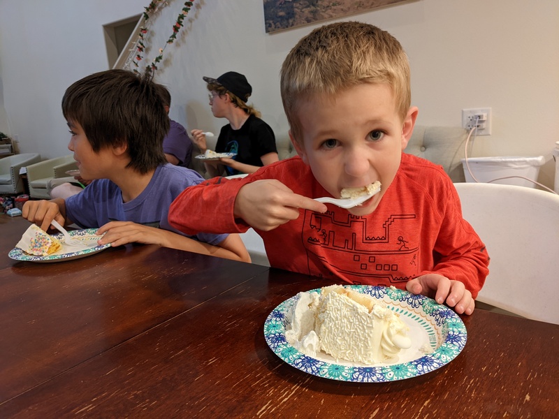 Austin eating Birthday cake.