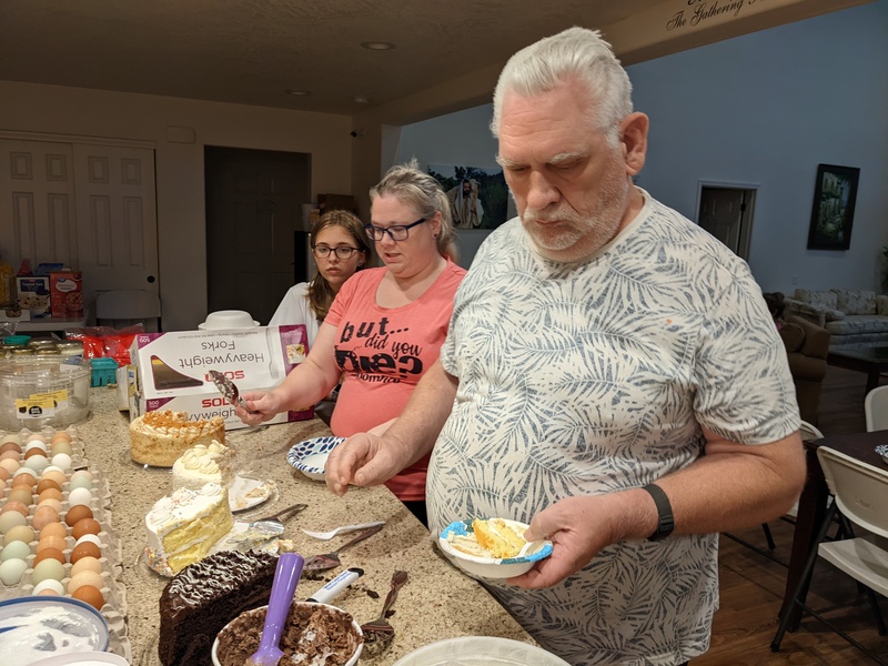 Choosing Birthday refreshments.