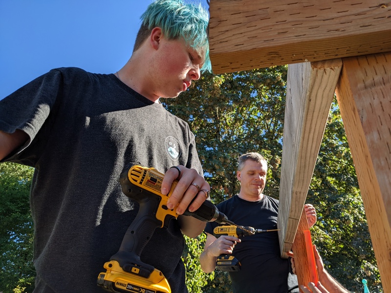 Building the grape arbor