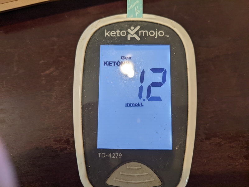 Don's beta keto meter reading: Anything from 0.5 to 3.0 is good for a keto diet, with higher numbers being better. 1.2 mmol/L looks pretty good to me. 2022-08-06 17:42.
