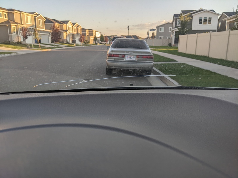 You can see the cracks in the windshield.