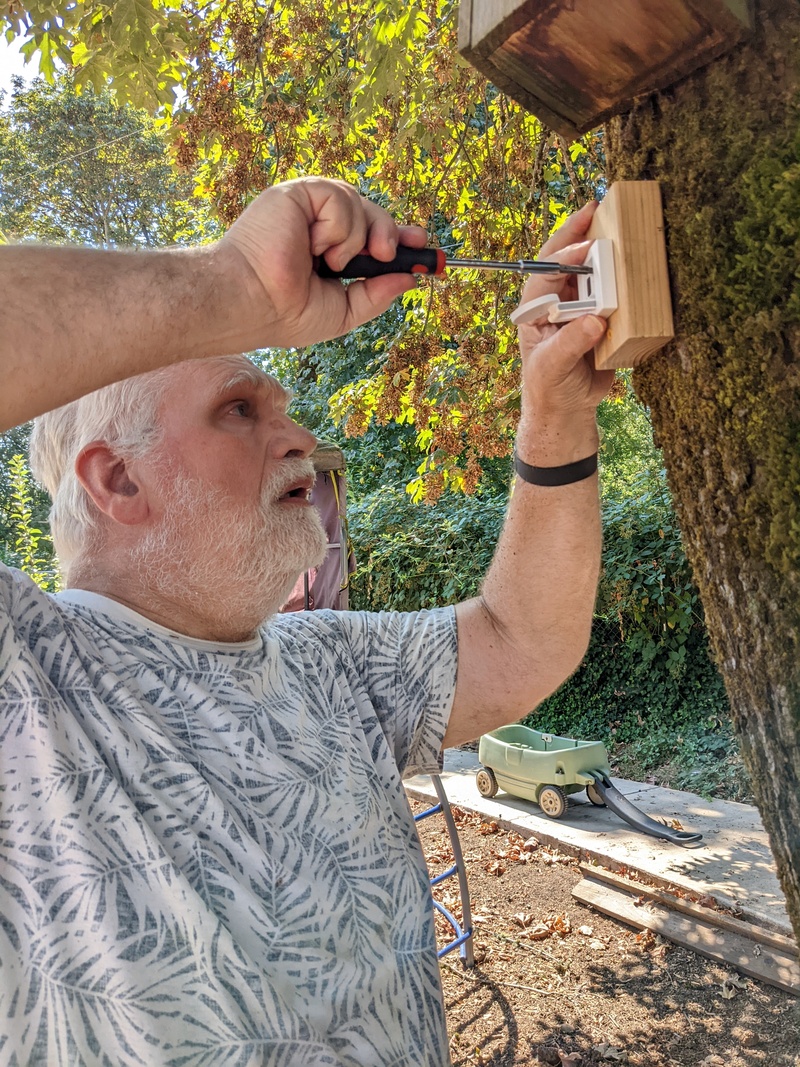 Don putting up a new camera location.