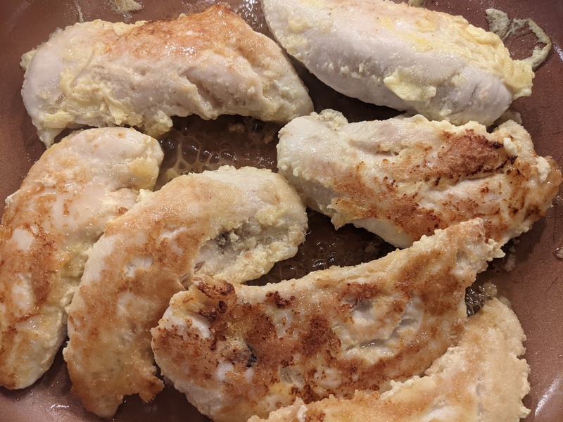 Lois made some keto breaded chicken. It was okay.