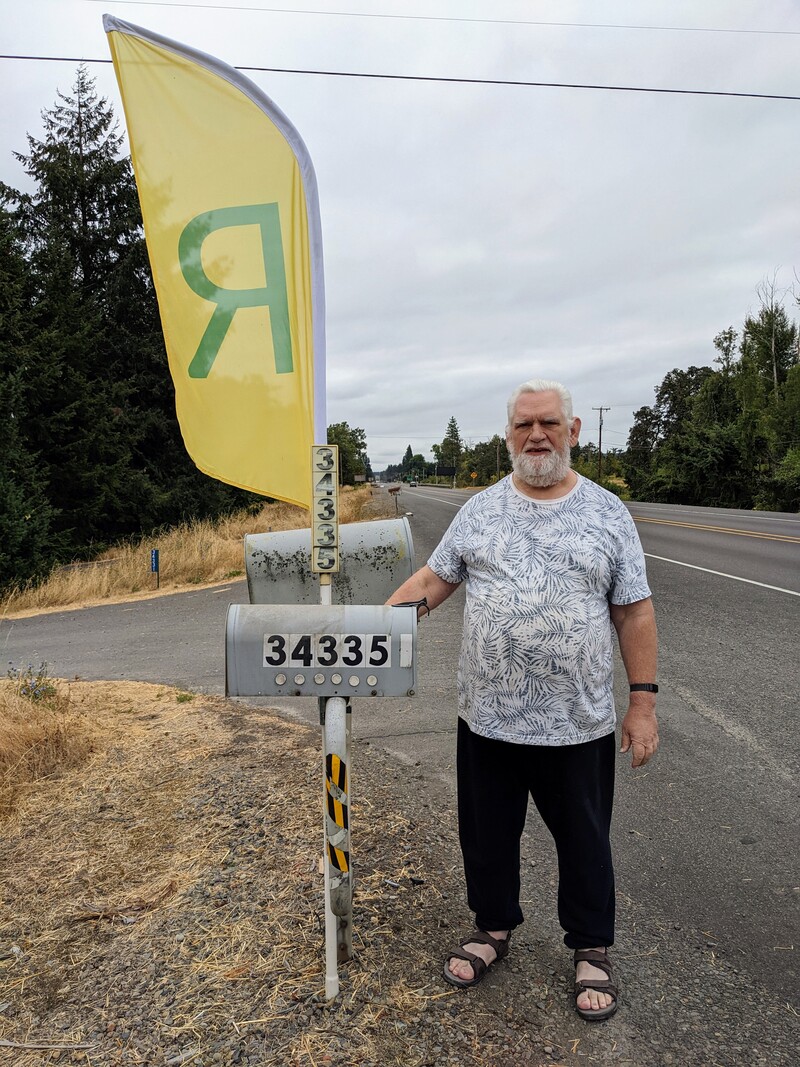 Don showing where the Rosewold flag is for parties.