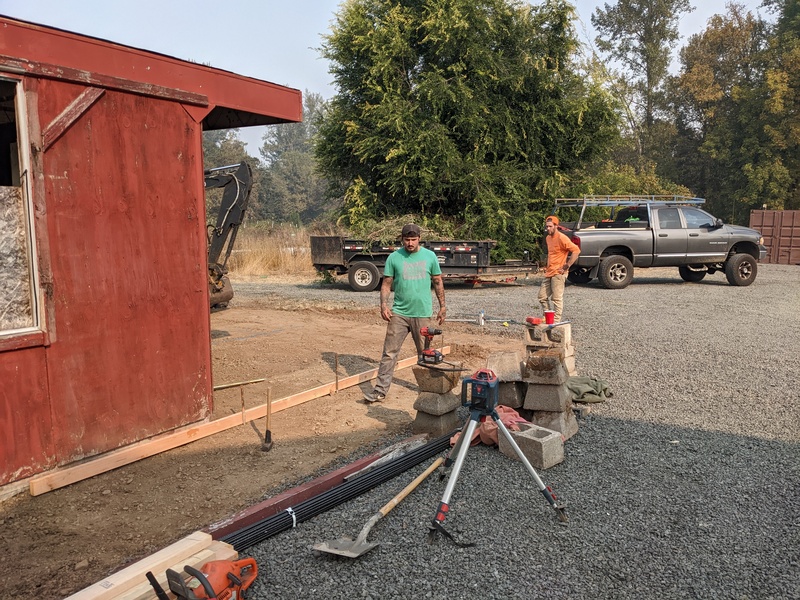 Framing up the red shed footprint.