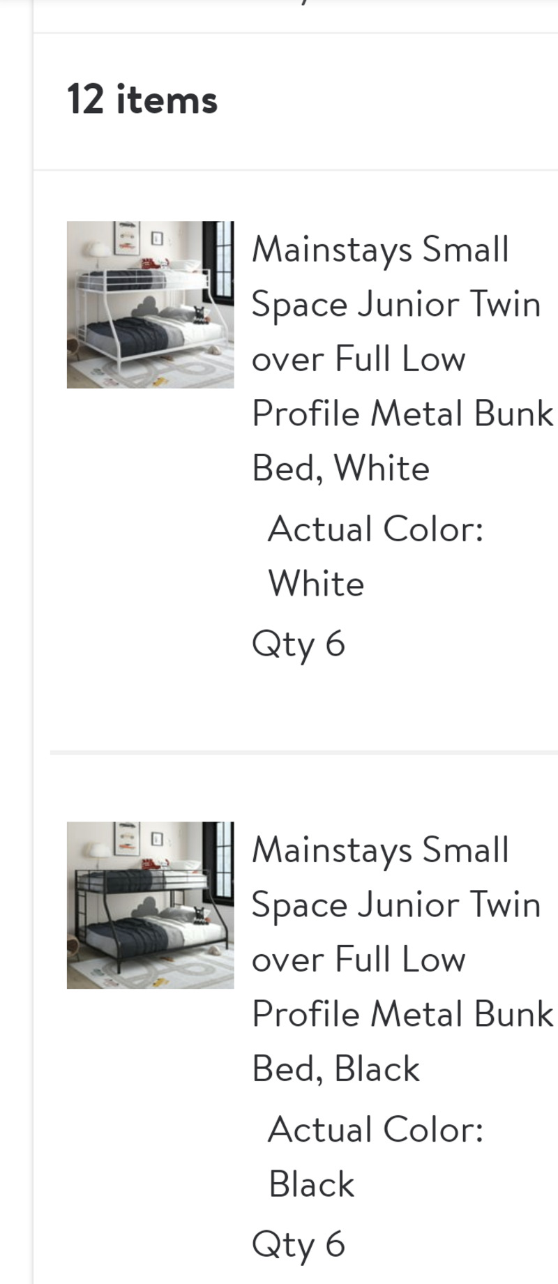 Bunk bed order for the bunkhouses B2 and B3.