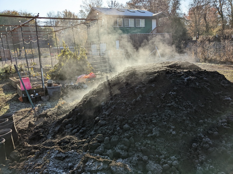 Fresh load of steaming compost.