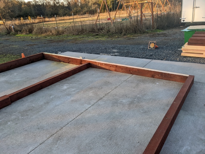 Bunkhouse B3 showing how the is concrete sloped for runoff and the bunkhouse is level.