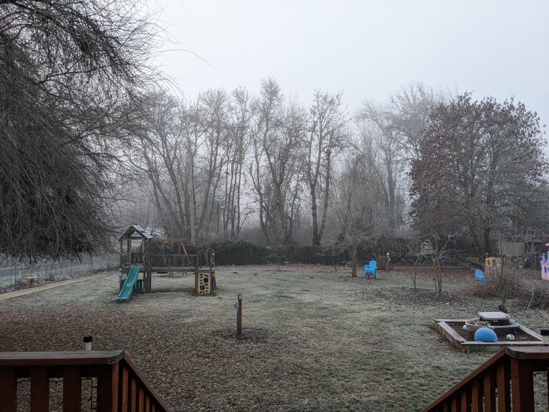 Not snow, but frost. Windshield scraping day.